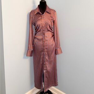Zara Satin Shirt Dress with Hidden Buttons